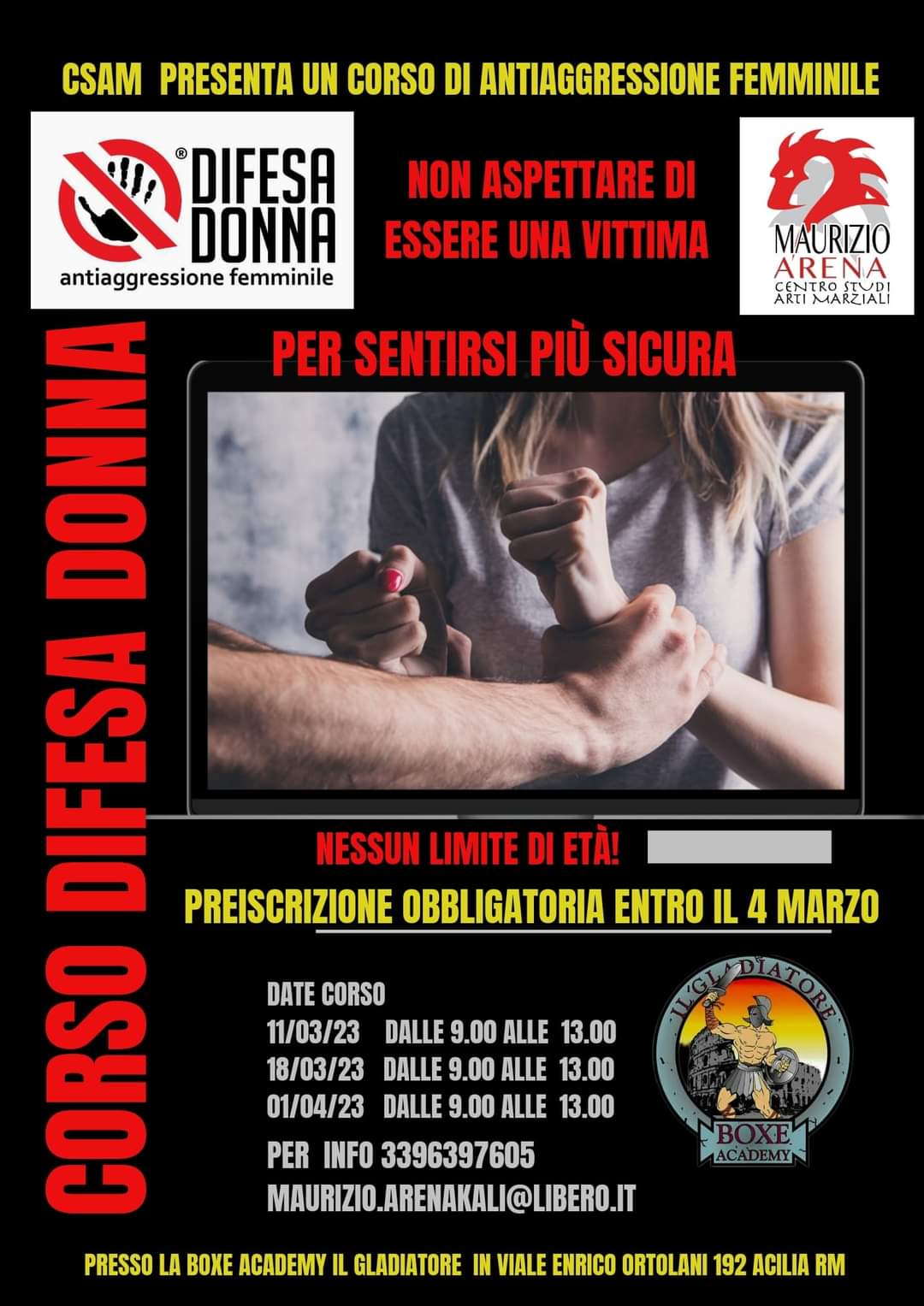 CSAM ACADEMY | Corso Antiaggressione Donna 2023